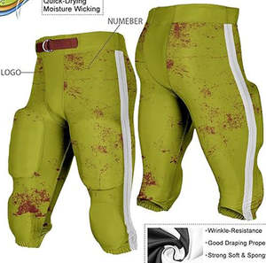 Pantalones de Fútbol Americano Verdes con Rayas Blancas, Cintura Ajustable y Acolchado Protector, Ideales para Entrenamiento de Fútbol Masculino - Product Image 4