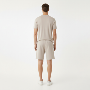 OEM Mens Summer Lightweight Cotton Nylon Knit T Shirt Knit Shorts Knit Set Sport Solid Knit Sweater - Product Image 4