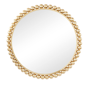 Miroir mural décoratif de luxe rond de conception moderne Miroir mural en métal doré avec perles Miroir décoratif mural - Product Image 1