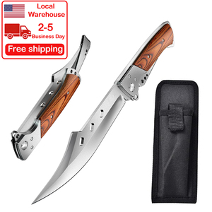 Coltello Pieghevole a Coda di Rondine con Lama in Acciaio Inossidabile e Manico in Mogano, per Cucina, Campeggio e Attività all'Aperto, Taglio di Frutta e Carne, Regalo per Uomo - Product Image 1