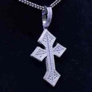 Pendentif en argent 925 plaqué or 14 carats, serti de diamants, style hip-hop, bijoux fins, pendentif en moissanite, coupe baguette, breloques, cadeau - Product Image 3