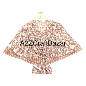 Caftán corto de algodón con estampado floral indio, estilo modesto para mamás, ideal como ropa de playa, ropa de dormir, caftán para bikini, regalo para ella. - Product Image 3