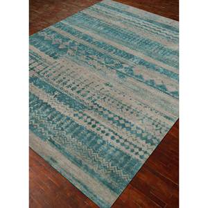 Alfombra Kavi Gris y Negra Anudada a Mano de Lana y Seda de Bambú con Patrón Geométrico 3D Rectangular para el Hogar, Pasillo, para Adolescentes - Modelo Esk-663 - Product Image 2