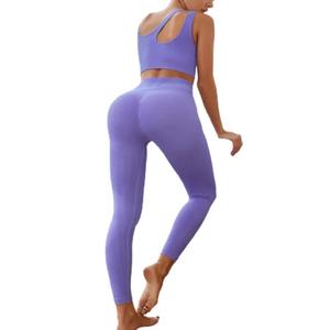 Ensemble de pantalons de yoga en nylon spandex veste souple haute élasticité confortable et respirant équipement d'entraînement grande taille sans couture style solide - Product Image 6