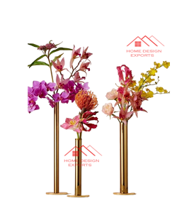 Florero de Metal con Acabado Dorado Brillante y Pulido, Estilo Moderno, para Bodas, Decoración del Hogar, Vajilla Disponible - Product Image 1