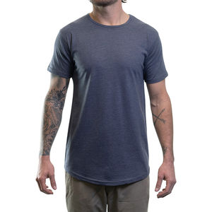 Transpirable Hip Hop Long Drop Cut Hombres Camisa Dobladillo curvo Heather Camisas 2025 Buena calidad Dobladillo curvo Camisas - Product Image 1