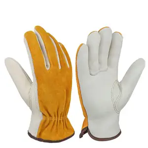Wholesale Supplier Competitive price full palm safety cow goat grain leather Farmer working gloves
