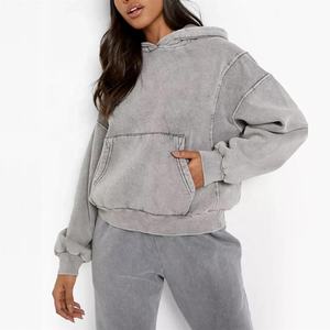 Conjunto de 2 Piezas de Sudadera con Capucha y Pantalones Jogger de Mezclilla de 14 OZ, Corte Holgado, Hombros Caídos, Lavado Ácido, 100% Algodón, Compra al por Mayor - Product Image 1