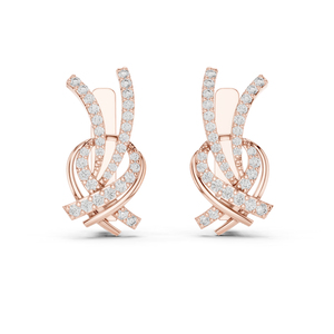 Boucles d'oreilles en or rose 14 carats avec diamants ronds pour femmes |   Bijoux de fiançailles, luxe, certifié, cadeau de mariage, anniversaire de mariage - Product Image 1