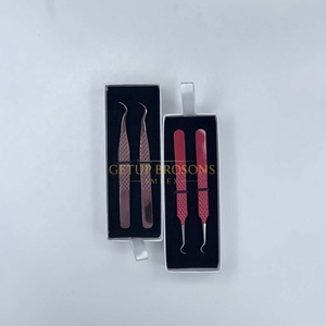 Pestañas GETUP BROSONS IMPEX de Acero Inoxidable de Alta Calidad, Color Rojo Rosa con Punta Plateada, Antimagnéticas, Precisión Rusa, Volumen 10mm - Product Image 3