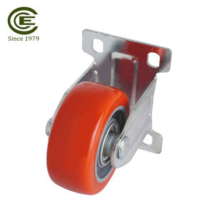 Rueda rígida de carro de 3 pulgadas con rueda roja de PU y rodamientos - Product Image 4