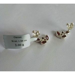 Shah Gems Women's Natural Garnet <b>Stud</b> Earrings 925 Sterling <b>Silver</b> Trendy Flower Bezel Setting for Parties and Gifts - Product Image 5