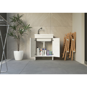 Mobile Bagno Mongardi 60L X da Interno in Legno con Lavabo in Resina, Forabile per Installazione Rubinetto, Resistente agli Acidi, Include Specchio - Product Image 4