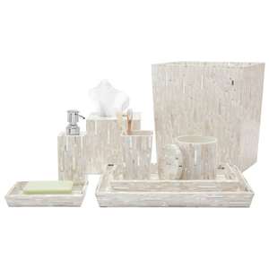 Poubelle élégante en nacre incrustée faite à la main OEM MOP Coquille incrustée Poubelle de rangement Décoration intérieure Prix direct d'usine du Vietnam - Product Image 4