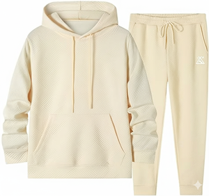 Conjunto de Sudadera con Capucha Personalizada con Logotipo para Hombre |   Conjunto de Ropa Urbana |   Felpa de algodón 100% de alta densidad |   Sólido, Antibacteriano y Transpirable - Product Image 1