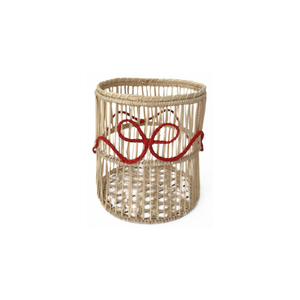 Panier organisateur miniature en jonc de mer tissé à la main / Petit bac de rangement tissé décoratif avec détail de nœud rouge pour le bureau et le style de la maison - Product Image 2