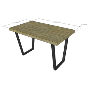 Pieds de table industriels en fer trapézoïdal 25x50mm 58x100x70cm - Product Image 3