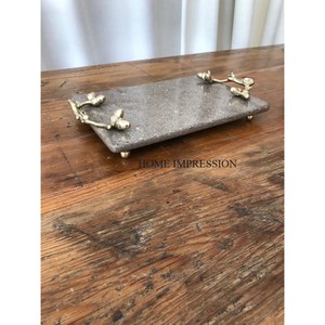 Bandeja de servicio de fiesta moderna no tóxica de mármol y metal para comida, bodas, aperitivos - Product Image 6