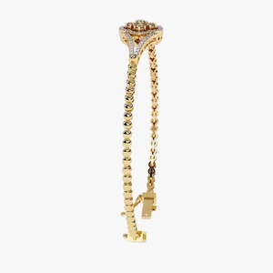 Pulsera de diamantes de moissanita Floral ovalada de lujo para mujer en oro amarillo de 10K 14K oro amarillo delicado brazalete regalos de bodas - Product Image 3