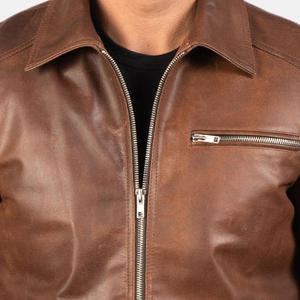 Chaqueta de moto de cuero genuino a la moda para hombre, abrigo protector de invierno a prueba de viento para carreras, chaqueta clásica con logotipo frontal para hombre - Product Image 4