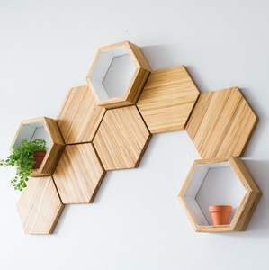 Estante colgante de pared de madera de color natural hecho a mano para decoración de pared y Hogar y restaurante - Product Image 1