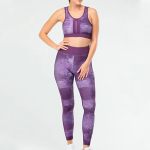 Vente en gros Logo personnalisé Yoga Set Solid Halter Design Soutien-Gorge Long Legging Running Gym Fitness Taille Élastique Yoga Leggings Ensembles - Product Image 6