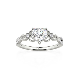 Jeulia Infinity <b>Celtic</b> Knot Heart Cut Moissanite Engagement <b>Ring</b> Sterling <b>Silver</b> IGI Certified - Product Image 3