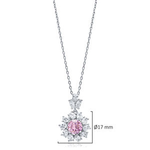 Rond Rose CZ Pierre Fleur Conception 925 Argent Charme Collier Turc Fabriqué À La Main En Gros Bijoux - Product Image 2