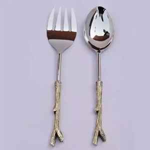 New Design Eco-Friendly <b>Salad</b> Server & <b>Spoon</b> with Marble Handle Stainless Steel <b>Salad</b> Tools Dishwasher Safe Cutlery Set - Product Image 4