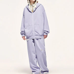 Custom design logo heavyweight Elegant Tracksuit for Women USA Size Pullover flare sweatpants full <b>zip</b> up <b>hoodie</b> tracksuit - Product Image 5