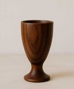 Copa de vino de madera rústica tallada a mano Drinkware - Product Image 1