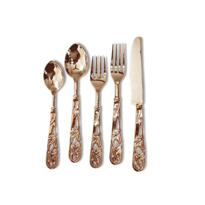 Nouveau design Couverts de restaurant de mariage royal en métal de couleur personnalisée Couverts en acier inoxydable poli en or rose - Product Image 1