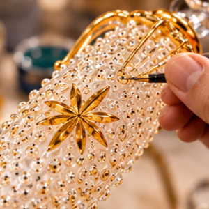 Adornos Navideños de Cristal Egipcios Hechos a Mano con Textura Dorada en Relieve - Product Image 2
