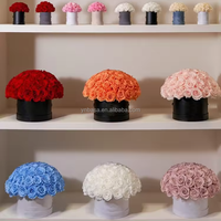 Coffret cadeau personnalisé de rose éternelle à tête de fleur de 2 à 3cm Rose de fleur éternelle préservée à l'infini dans une boîte en velours à cœur rond
