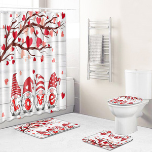 Custom Printed Valentine <b>Bathroom</b> Rug <b>Set</b> for <b>Bathroom</b> Non-Slip Shower Curtain Bath <b>Mat</b> - Product Image 3