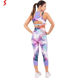 Pantalons de yoga personnalisés de haute qualité 2025 avec logo sublimé, imprimés, longueur entière, taille élastique, respirants, leggings pour femmes, personnalisés - Product Image 5