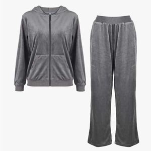 Elegante conjunto de chándal sólido para mujer, de manga larga Top, pantalones para correr, traje de chándal de dos piezas para deportes, Fitness, ropa informal, 100% de algodón - Product Image 4