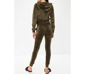 Chándal de terciopelo personalizado de lujo azul en blanco 2 piezas conjunto de Jogger cálido peso pesado hombres traje de terciopelo chándal de terciopelo - Product Image 6