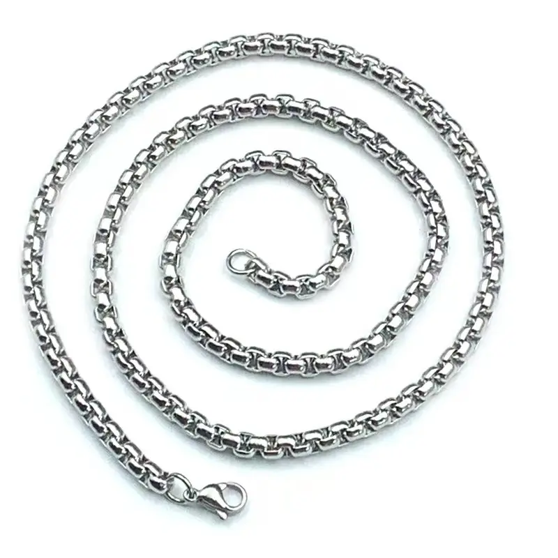 Punk 2mm en acier inoxydable plaqué argent plaqué or boîte ronde collier chaîne pour hommes femmes bijoux de mode