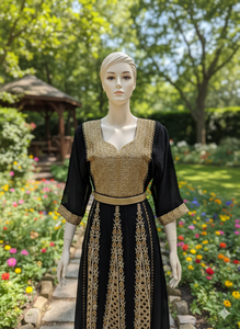 Elegante Vestido Anarkali Negro y Dorado con Bordado Georgette, Vestido Étnico Tradicional Largo hasta el Suelo para Fiestas, con Intrincado Trabajo Zari - Product Image 3