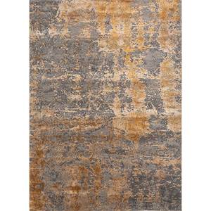 Tapis rectangulaire en laine et soie de bambou noué à la main Kavi gris et noir, motif abstrait Théorie du Chaos pour la maison et le couloir - Esk-407 - Product Image 1