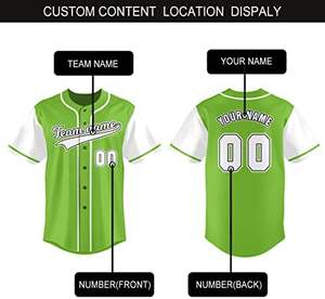Nueva camiseta de béisbol verde neón-Camisa con botones con nombre y número personalizados, uniforme deportivo para hombres y mujeres - Product Image 5