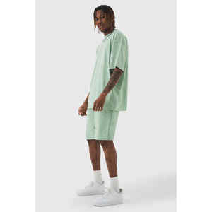 Ensemble de shorts délavés à l'acide pour hommes 100% coton respirant séchage rapide de qualité supérieure t-shirts et shorts OEM - Product Image 3