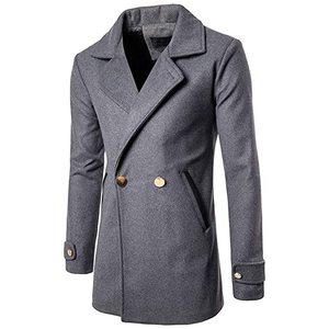 Manteau long coupe ajustée avec poches pour homme à manches longues de couleur grise unie haute qualité manteau d'hiver personnalisé pour homme très vendu - Product Image 1