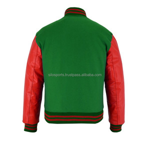Chaqueta Varsity Premium Verde Icónica para Hombre 2026 con Mangas de Cuero Rojo, Estilo Urbano, Chaqueta de Invierno con Calefacción - Product Image 2