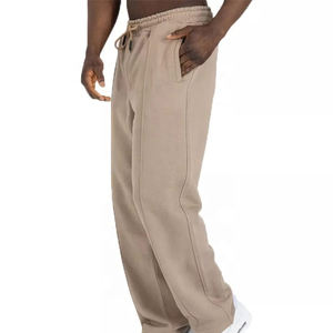 Pantalons de jogging en molleton décontractés pour hommes en gros, coupe ample, pour la course à pied, cordon de serrage, coton, pantalon de jogging lavé pour hommes - Product Image 3