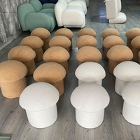 Mobilier de salon de luxe moderne, tissu à Boucle blanche, repose-pieds rembourré, pouf nordique rond en forme de champignon