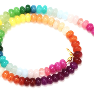 Hermoso Collar de Cuentas Redondas Lisas de Cuarzo Multicolor Arcoíris, Cuentas de Piedras Preciosas de Cuarzo de Color Disco Mixto de 7-8 mm, Coloridas - Product Image 6