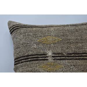 Beige 28x28 Inch Wool Kantha Patchwork Pillow Woven with <b>Fluffy</b> Vintage Square Pattern Rustic Luxury Style for <b>Bedding</b> - Product Image 2