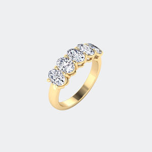 Bague à cinq pierres en or 14 carats avec diamant ovale de 1,50 carat, couleur D, pureté VVS, sertie à griffes, bijoux de mariage pour femme - Product Image 3